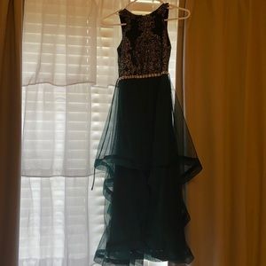 Formal emerald green dress.